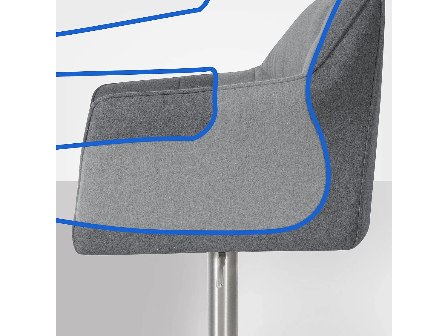 Tabouret de bar - Feutrine & Acier inoxydable - Gris - Damaso