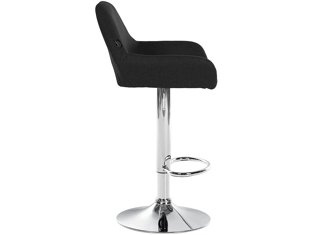 Tabouret de bar - Tissu & Chrome - Noir - Braga