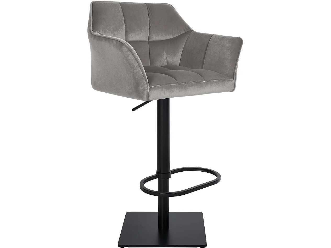 Tabouret de bar - Velours & Noir - Gris - Damaso
