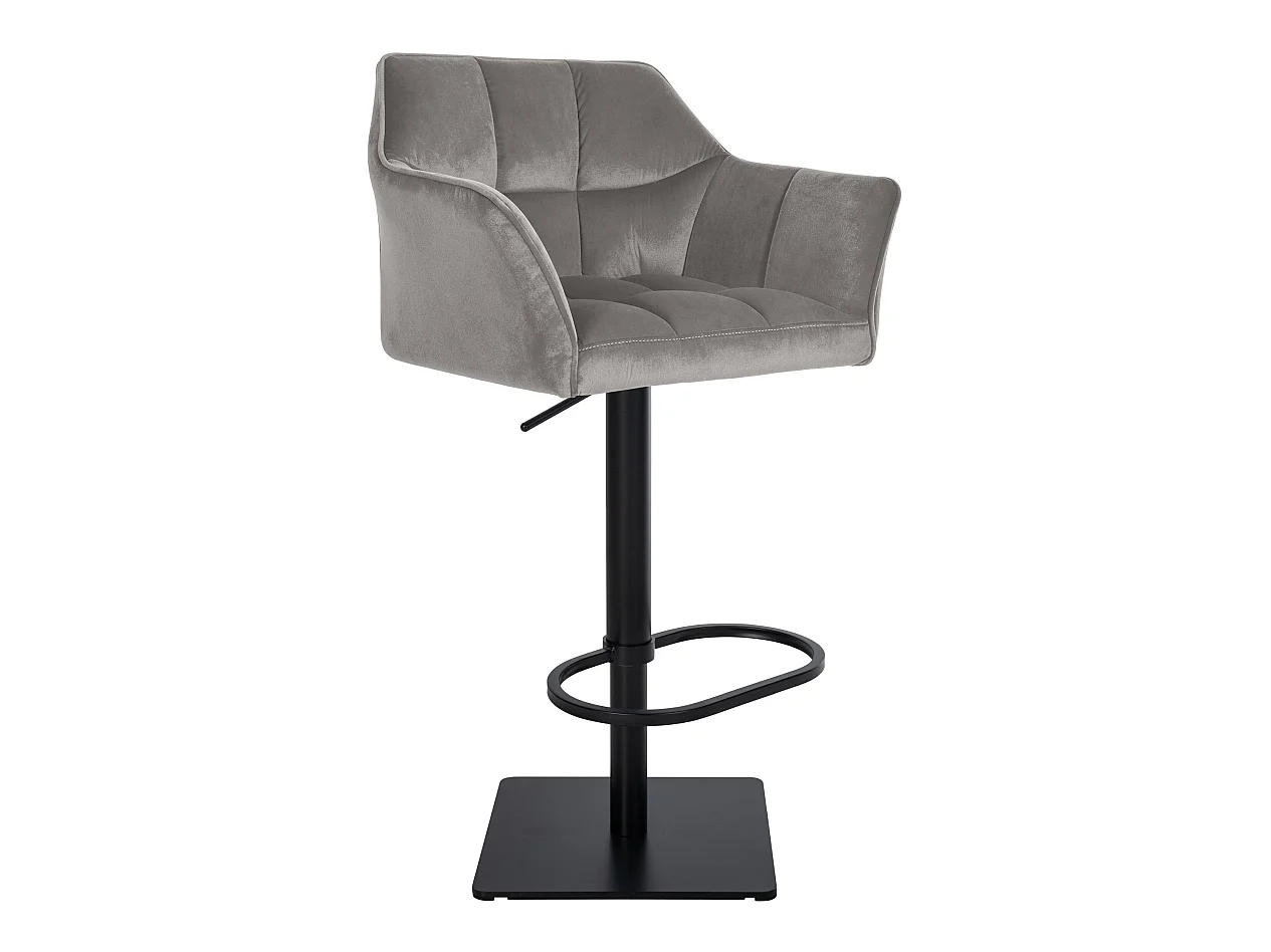 Tabouret de bar - Velours & Noir - Gris - Damaso