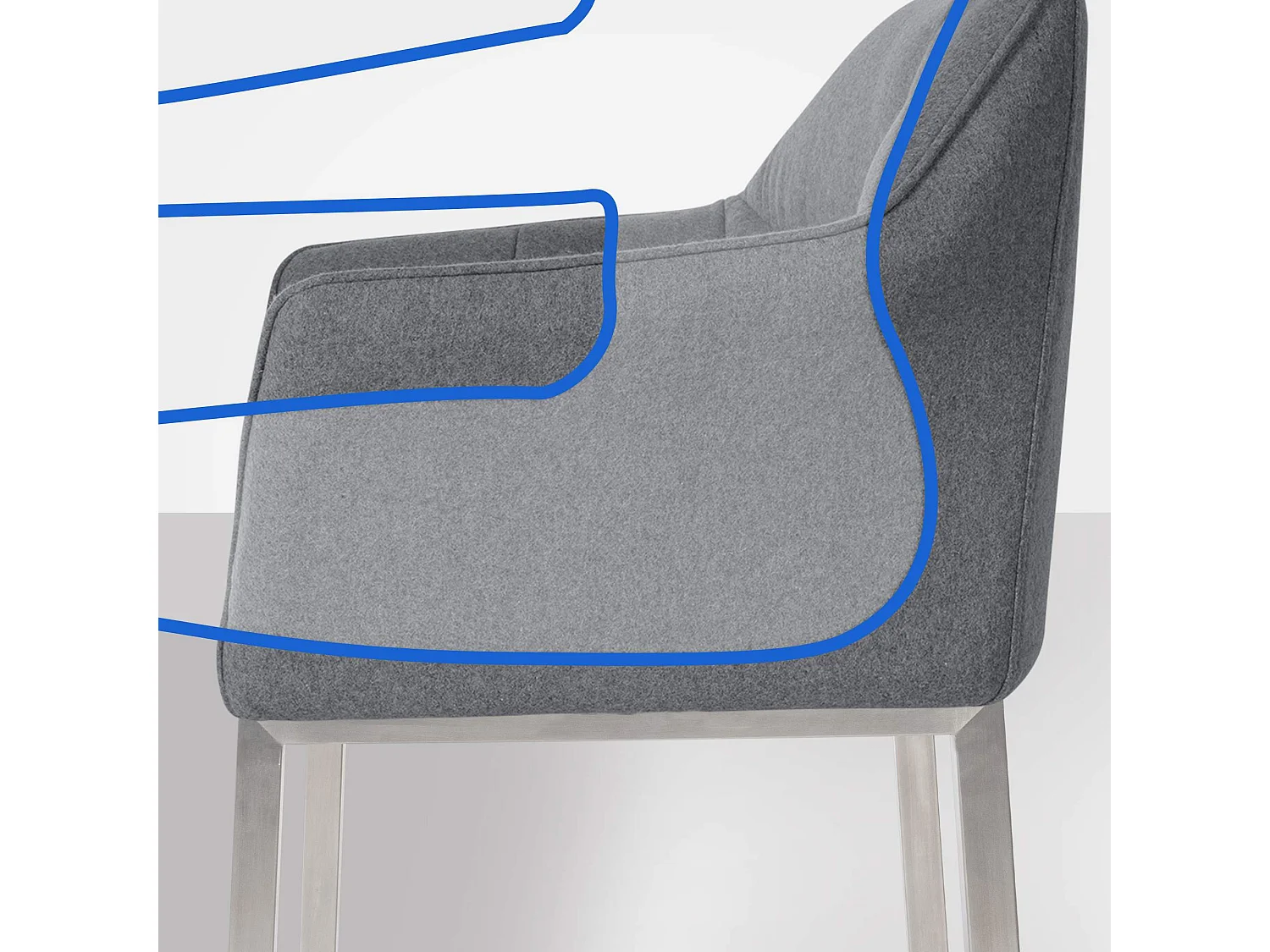 Tabouret de bar - Feutrine & Acier inoxydable - Gris - Damaso