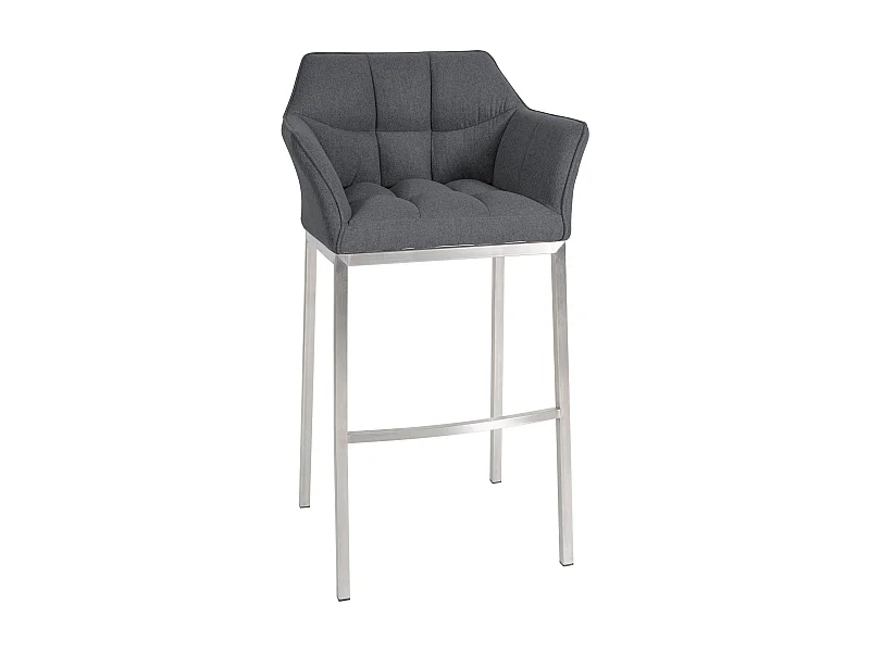 Tabouret de bar - Feutrine & Acier inoxydable - Gris - Damaso