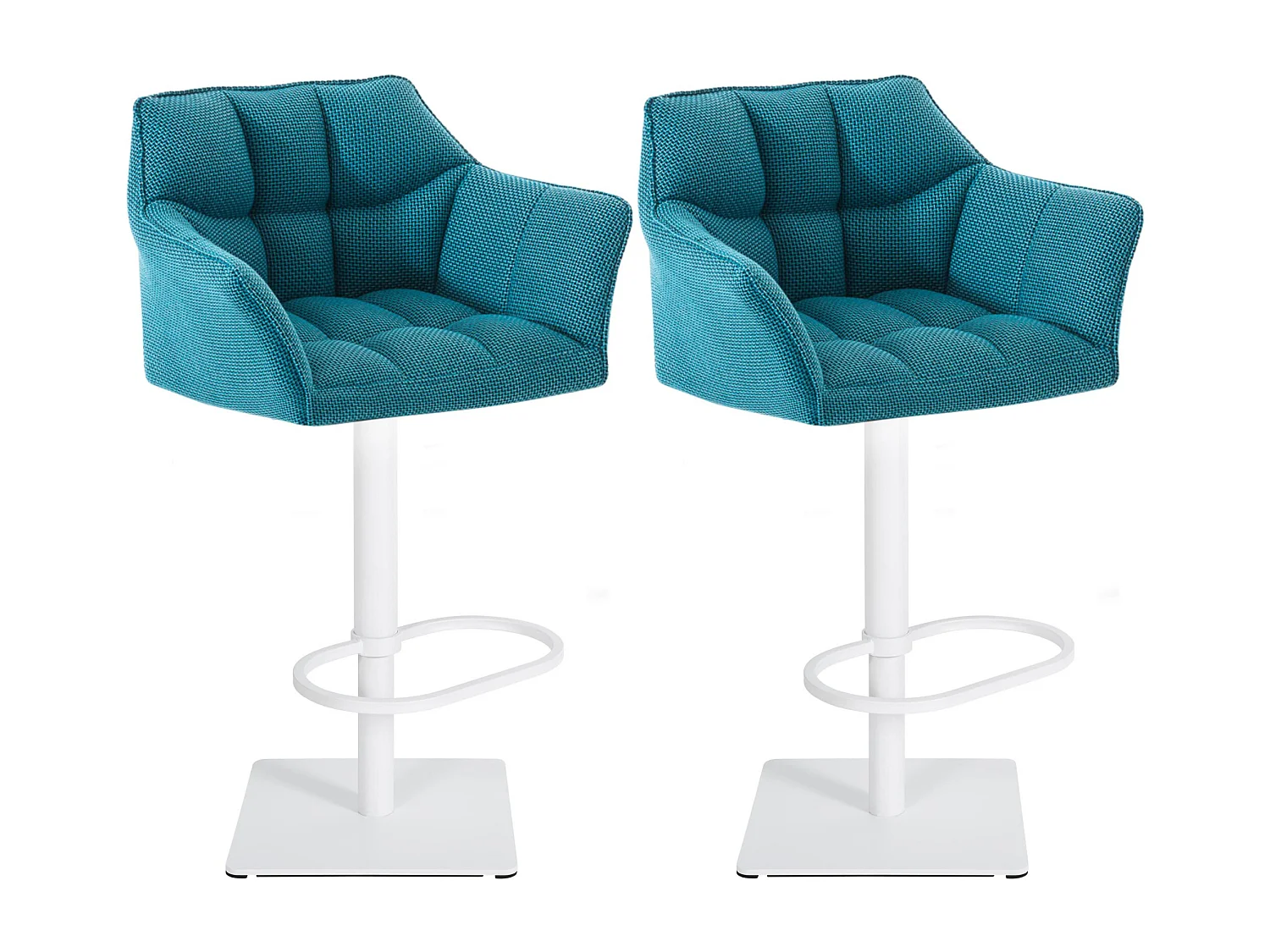 Lot de 2  Tabouret de bar - Tissu & Blanc - Turquoise - Damaso