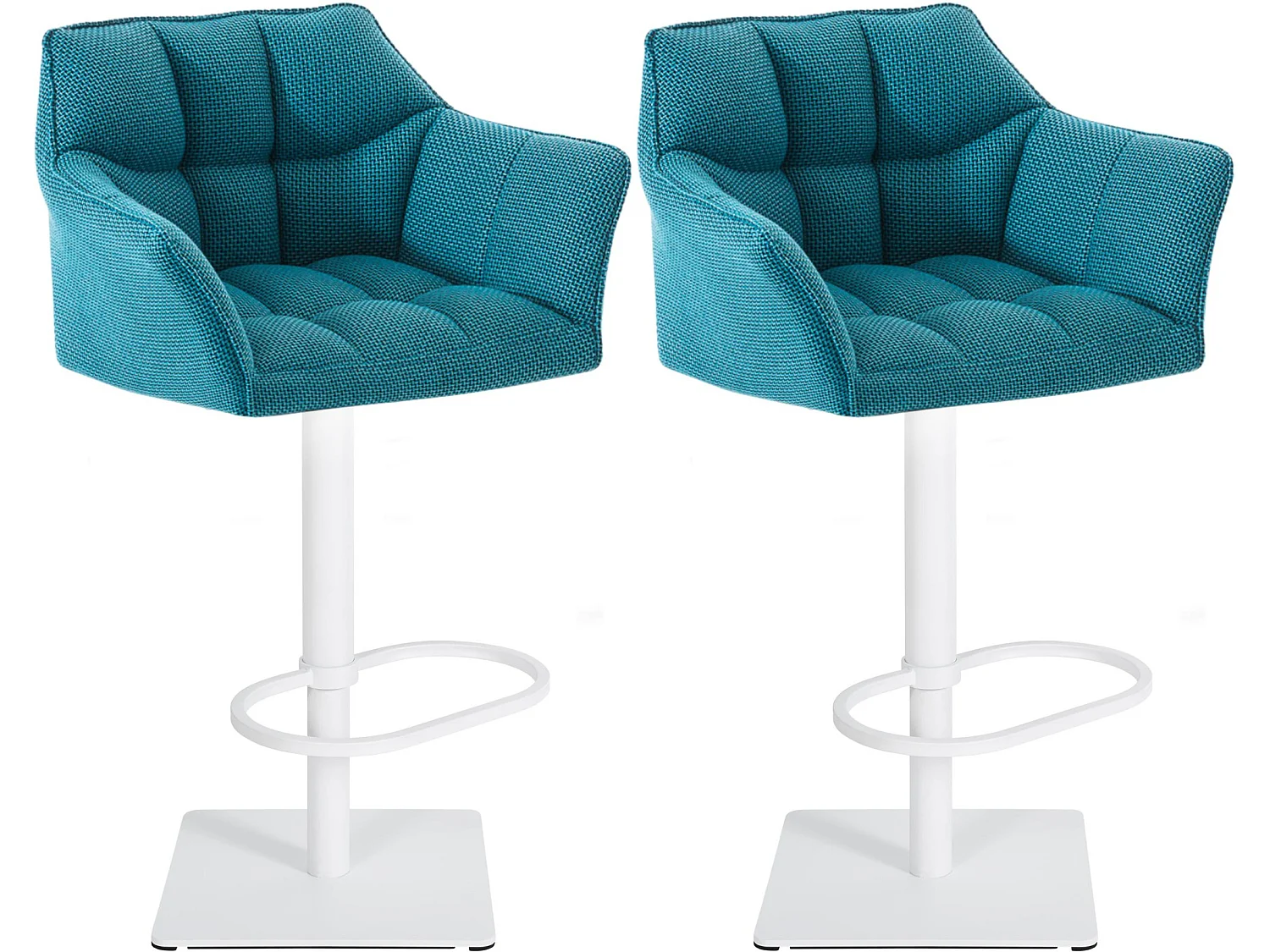 Lot de 2  Tabouret de bar - Tissu & Blanc - Turquoise - Damaso