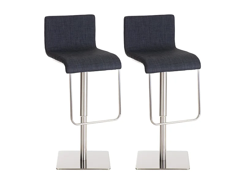 Lot de 2  Tabouret de bar - Tissu & Acier inoxydable - Gris foncé - Limon