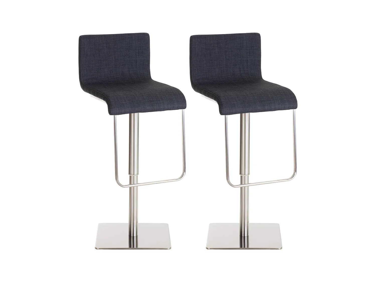 Lot de 2  Tabouret de bar - Tissu & Acier inoxydable - Gris foncé - Limon