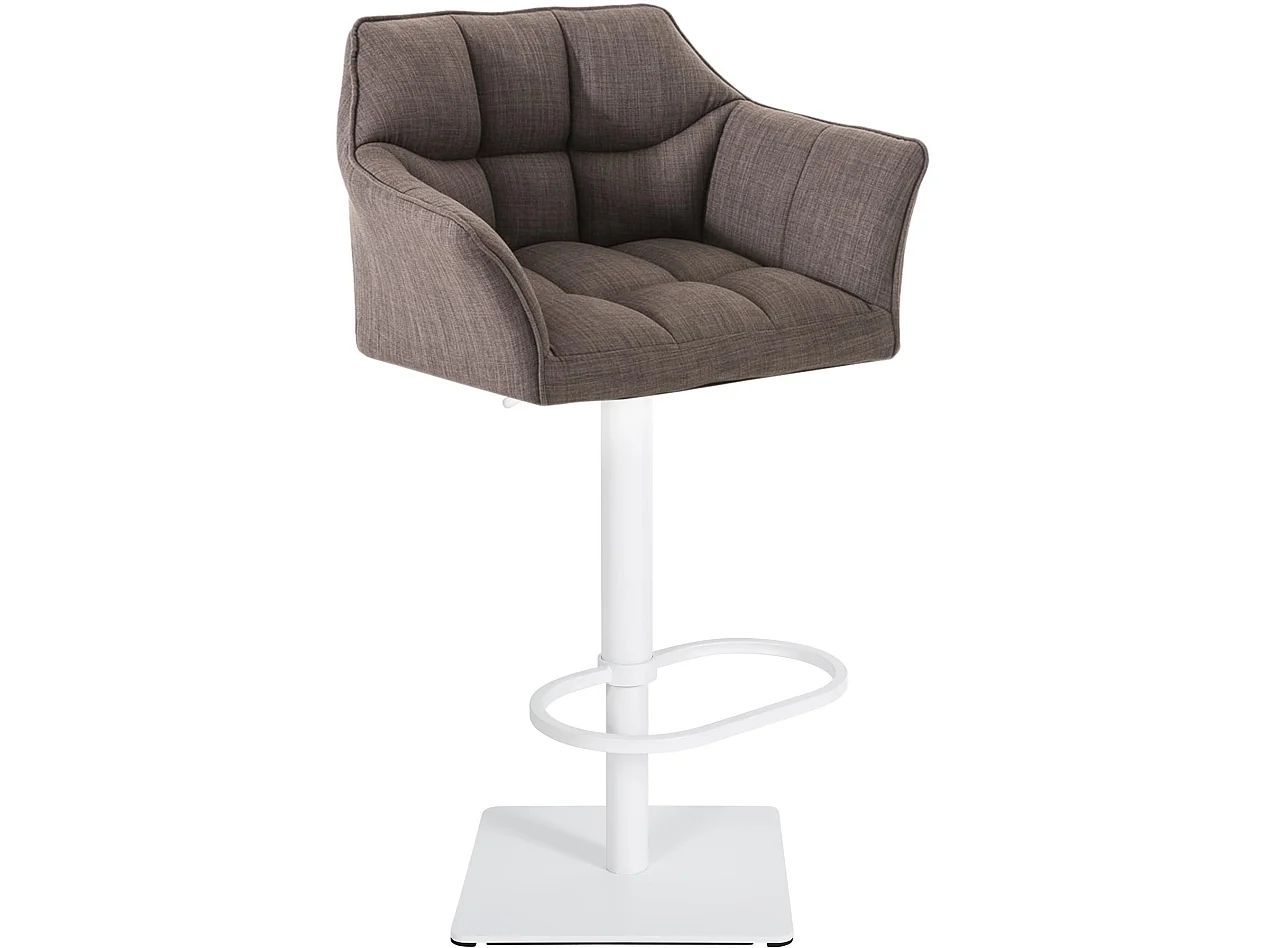 Tabouret de bar - Tissu & Blanc - Gris - Damaso
