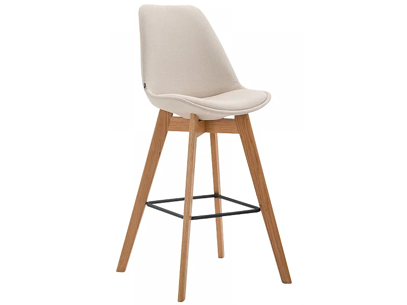 Tabouret de bar - Tissu & Bois - Crème - Metz