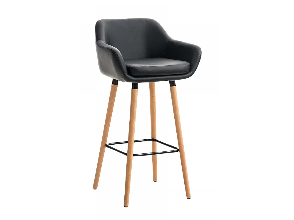 Barhocker - Kunstleder & Holz - schwarz - Grant