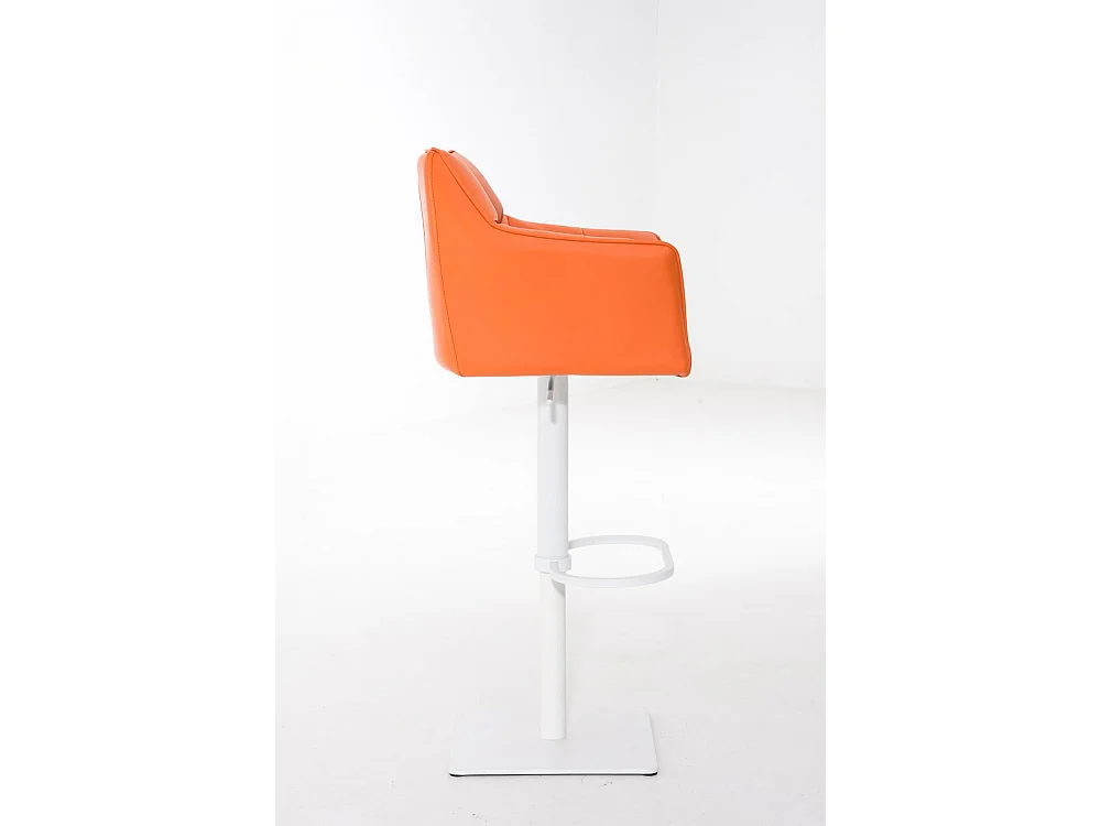 Tabouret de bar - Similicuir & Blanc - Orange - Damaso