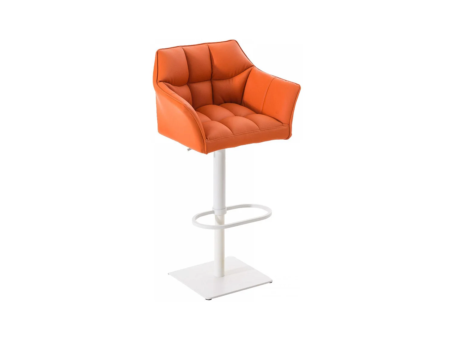 Tabouret de bar - Similicuir & Blanc - Orange - Damaso