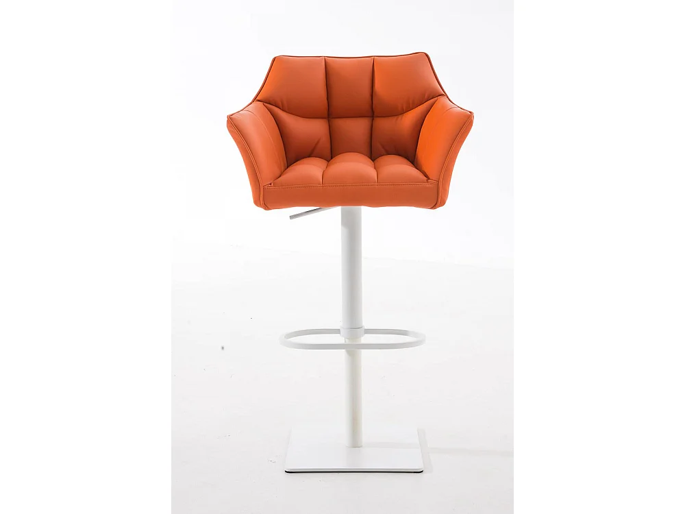 Tabouret de bar - Similicuir & Blanc - Orange - Damaso