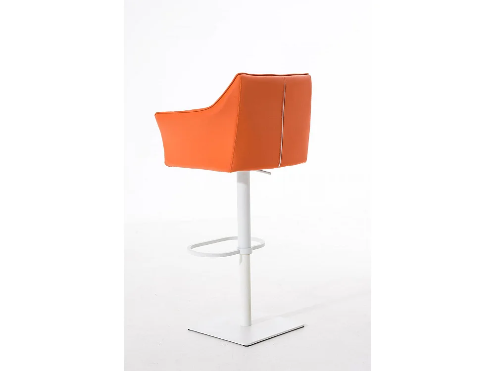 Tabouret de bar - Similicuir & Blanc - Orange - Damaso