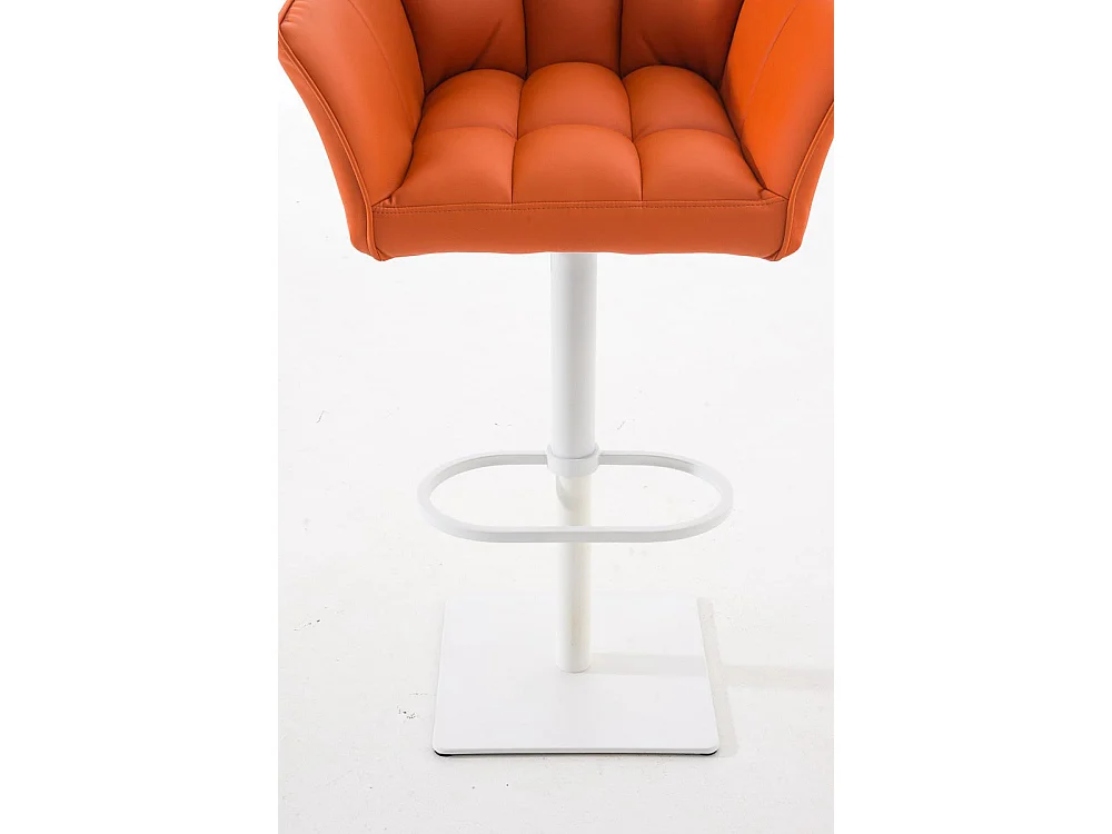 Tabouret de bar - Similicuir & Blanc - Orange - Damaso