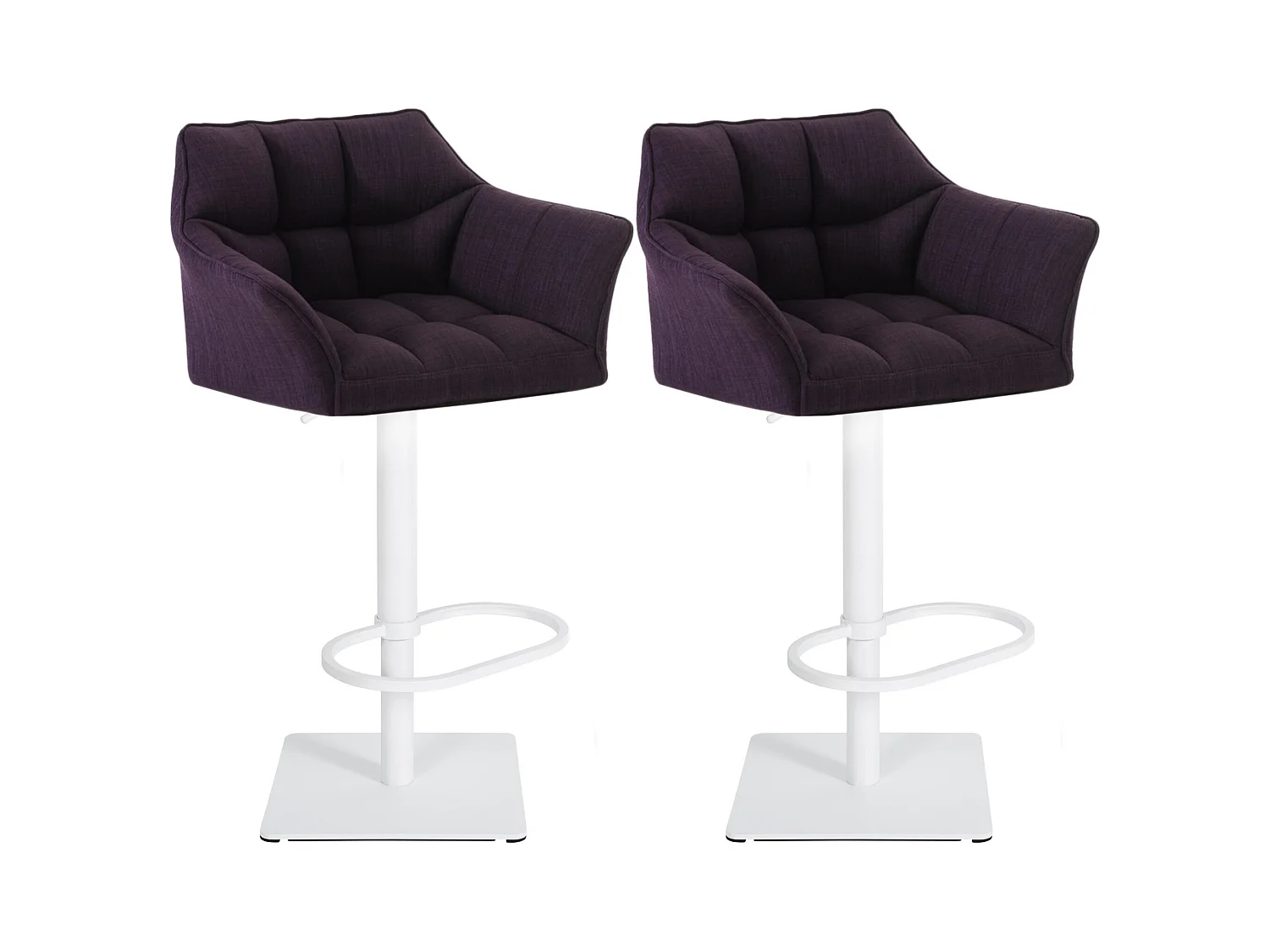 Lot de 2  Tabouret de bar - Tissu & Blanc - Violet - Damaso