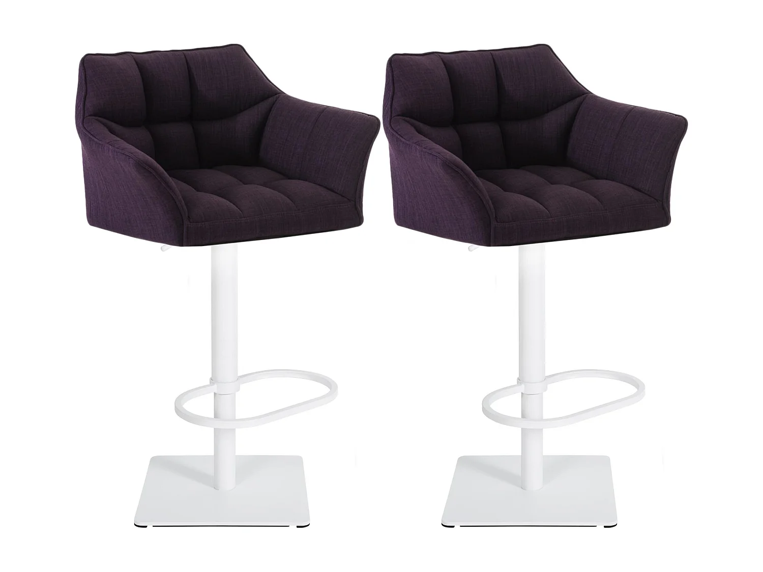 Lot de 2  Tabouret de bar - Tissu & Blanc - Violet - Damaso