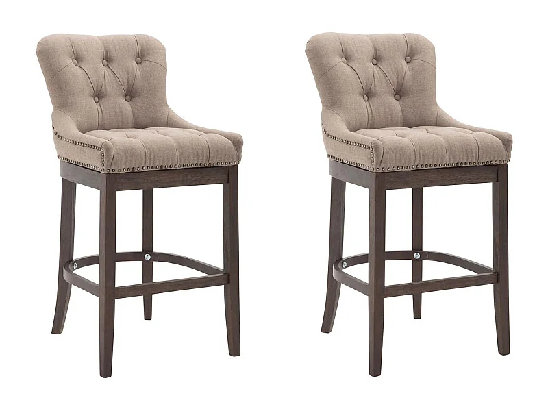 Lot de 2  Tabouret de bar - Tissu & Antique - Taupe - Lakewood