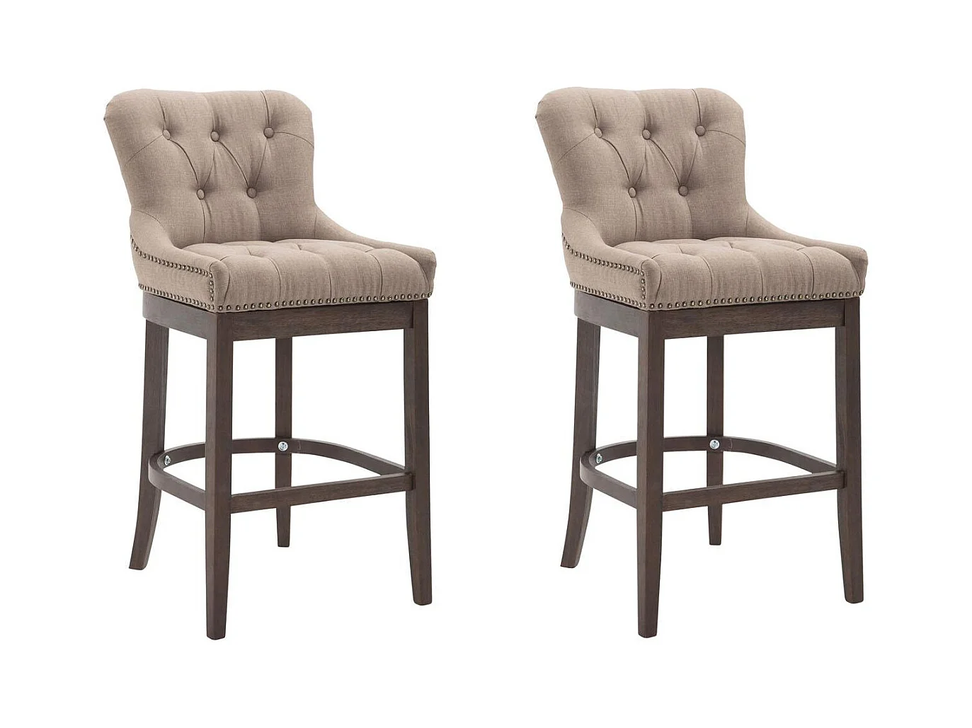 Lot de 2  Tabouret de bar - Tissu & Antique - Taupe - Lakewood