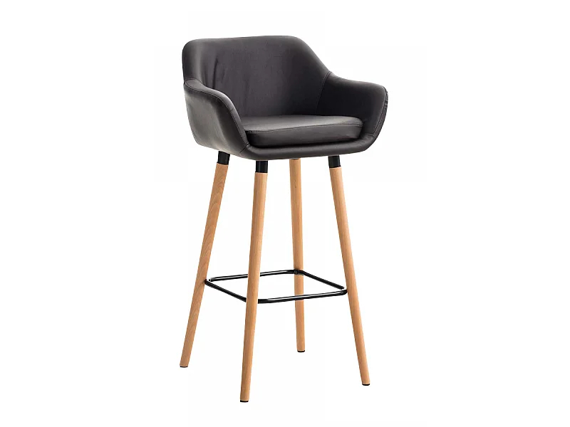 Tabouret de bar - Similicuir & Bois - Marron - Grant