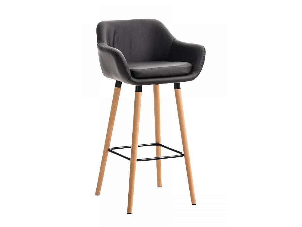 Tabouret de bar - Similicuir & Bois - Marron - Grant
