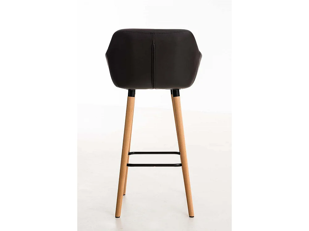 Tabouret de bar - Similicuir & Bois - Marron - Grant