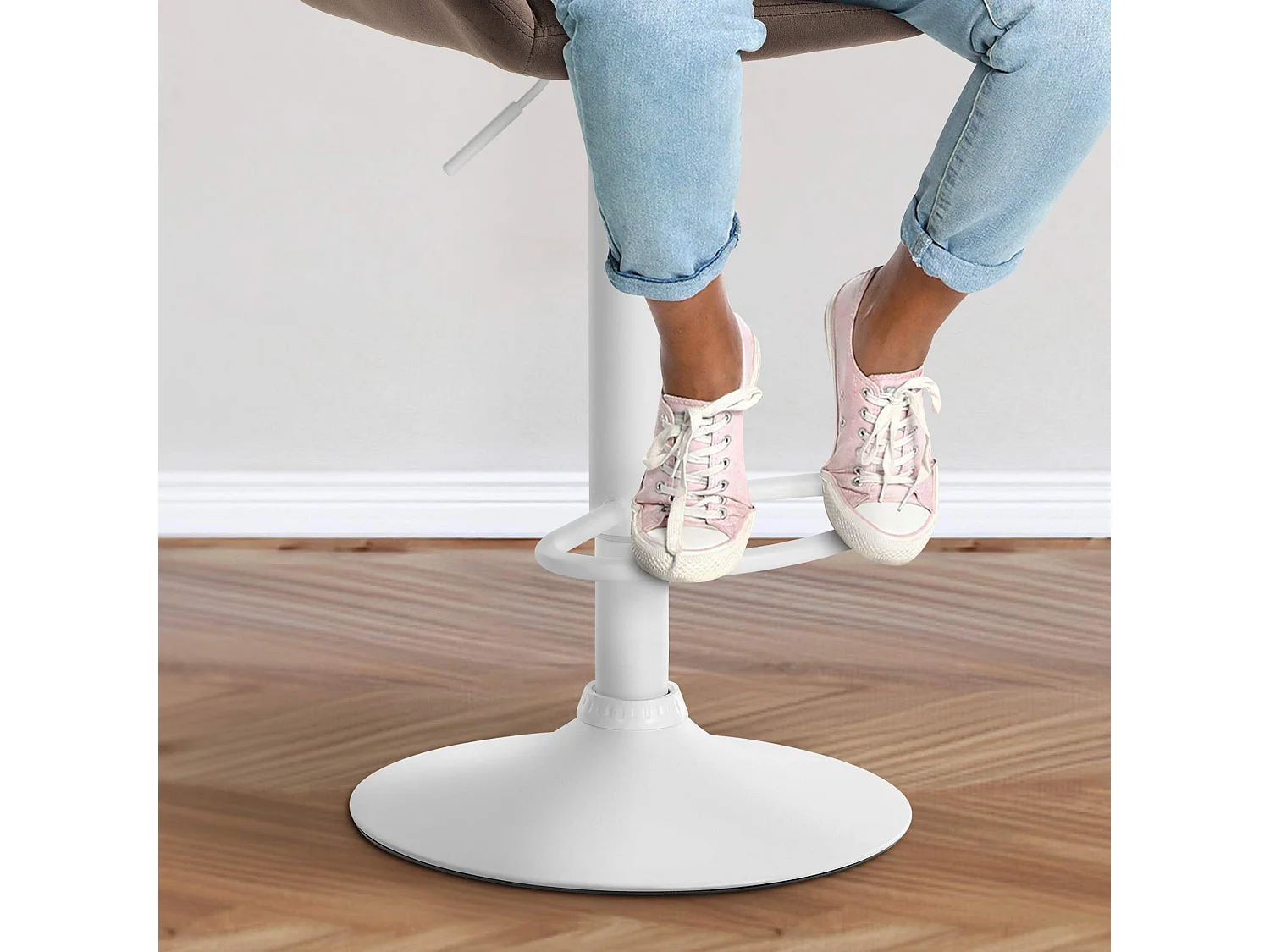 Tabouret de bar - Velours & Blanc - Marron - Braga