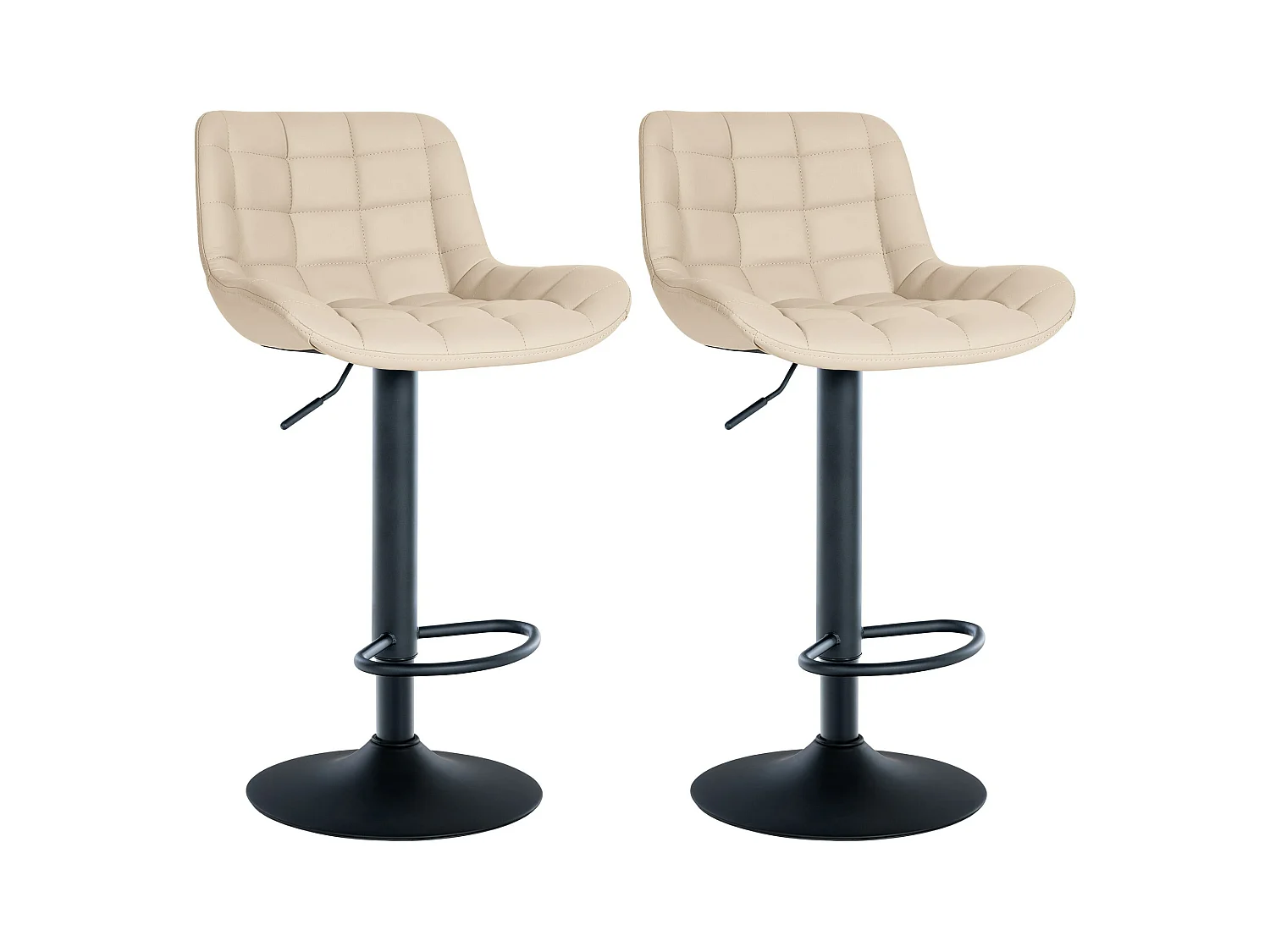 Lot de 2  Tabouret de bar - Similicuir - Crème - Tover