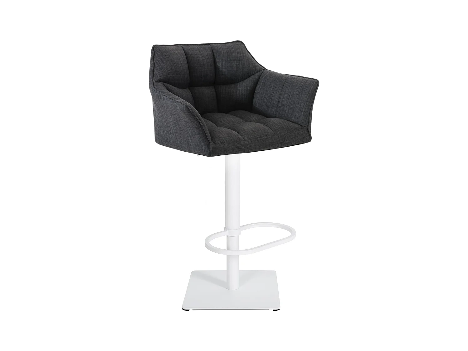Tabouret de bar - Tissu & Blanc - Gris foncé - Damaso