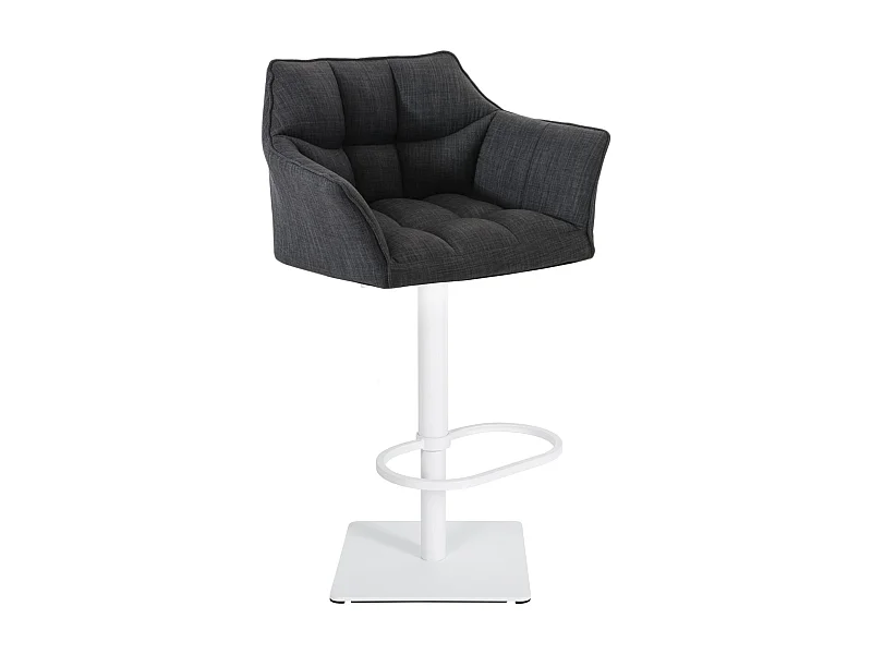 Tabouret de bar - Tissu & Blanc - Gris foncé - Damaso