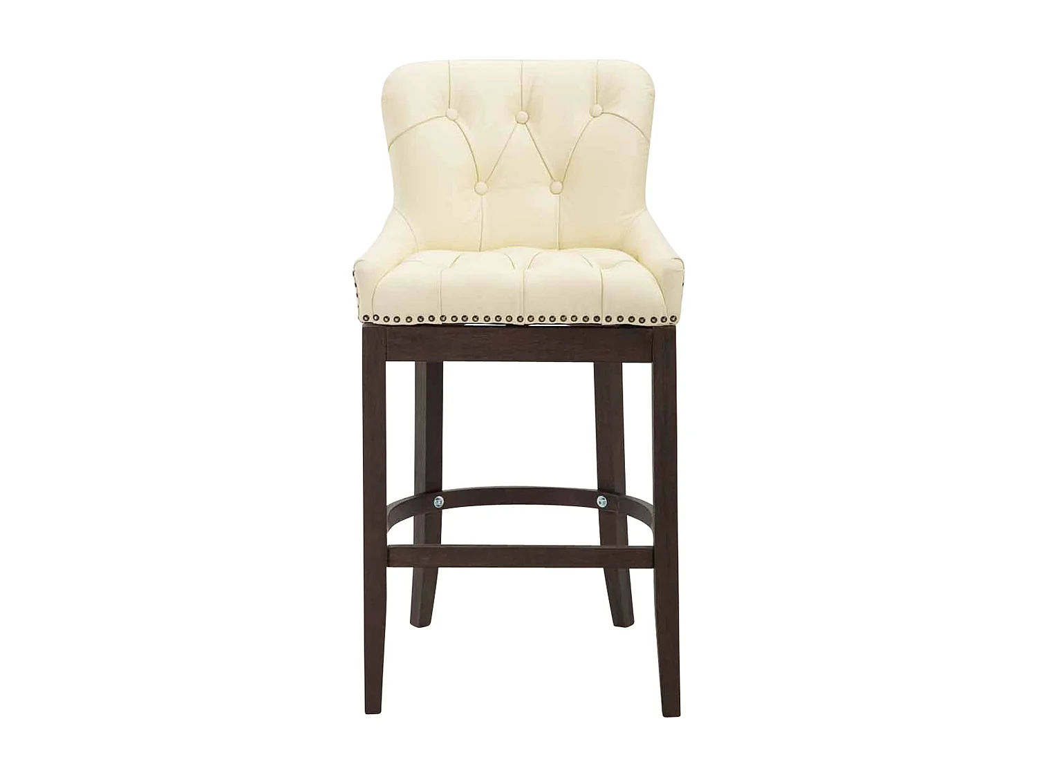 Barhocker - Echtleder & Holz - creme - Lakewood