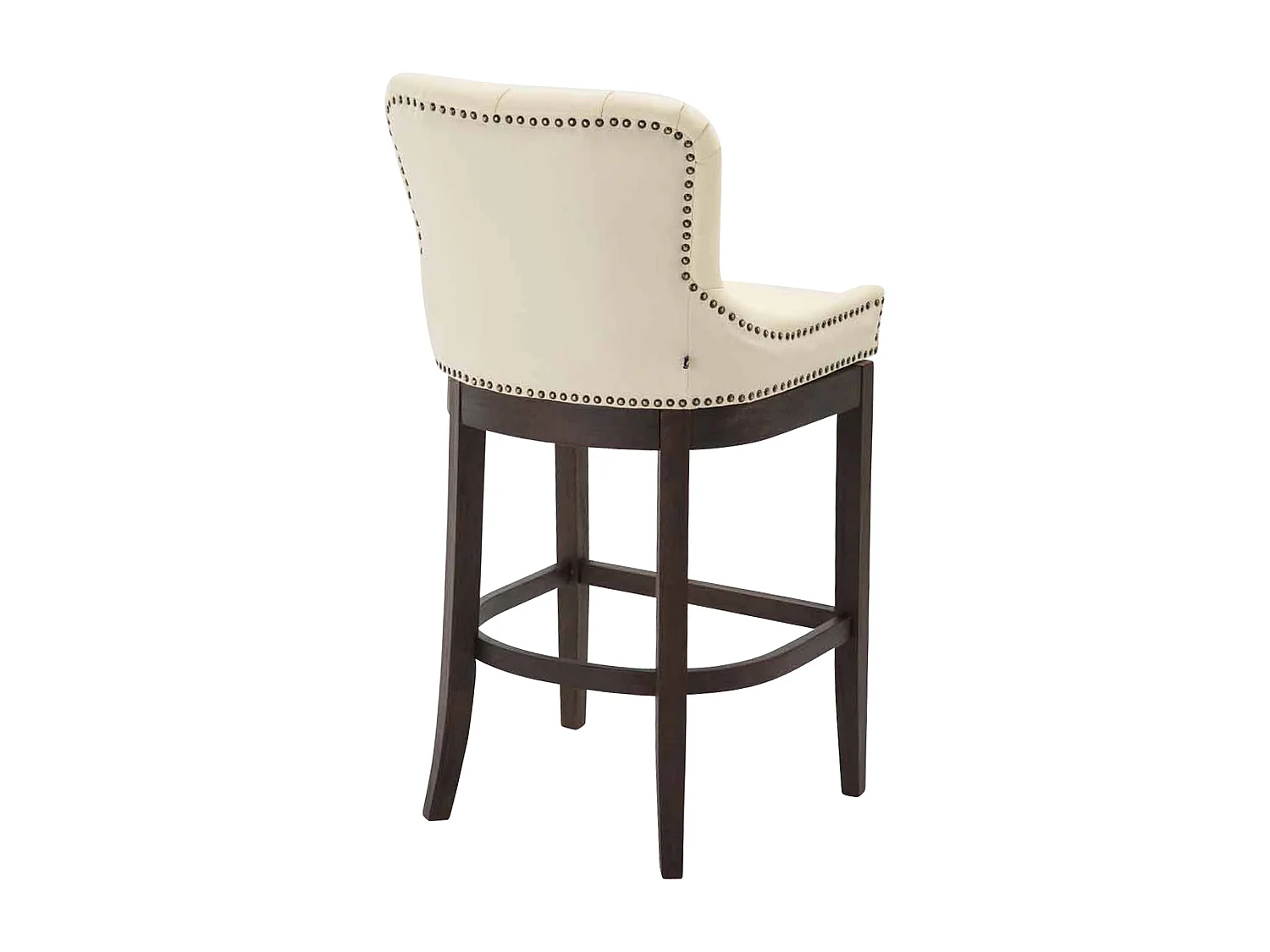 Tabouret de bar - Véritable cuir & Bois - Crème - Lakewood