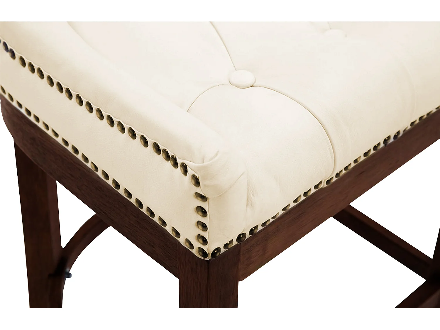 Tabouret de bar - Véritable cuir & Antique clair - Crème - Lakewood