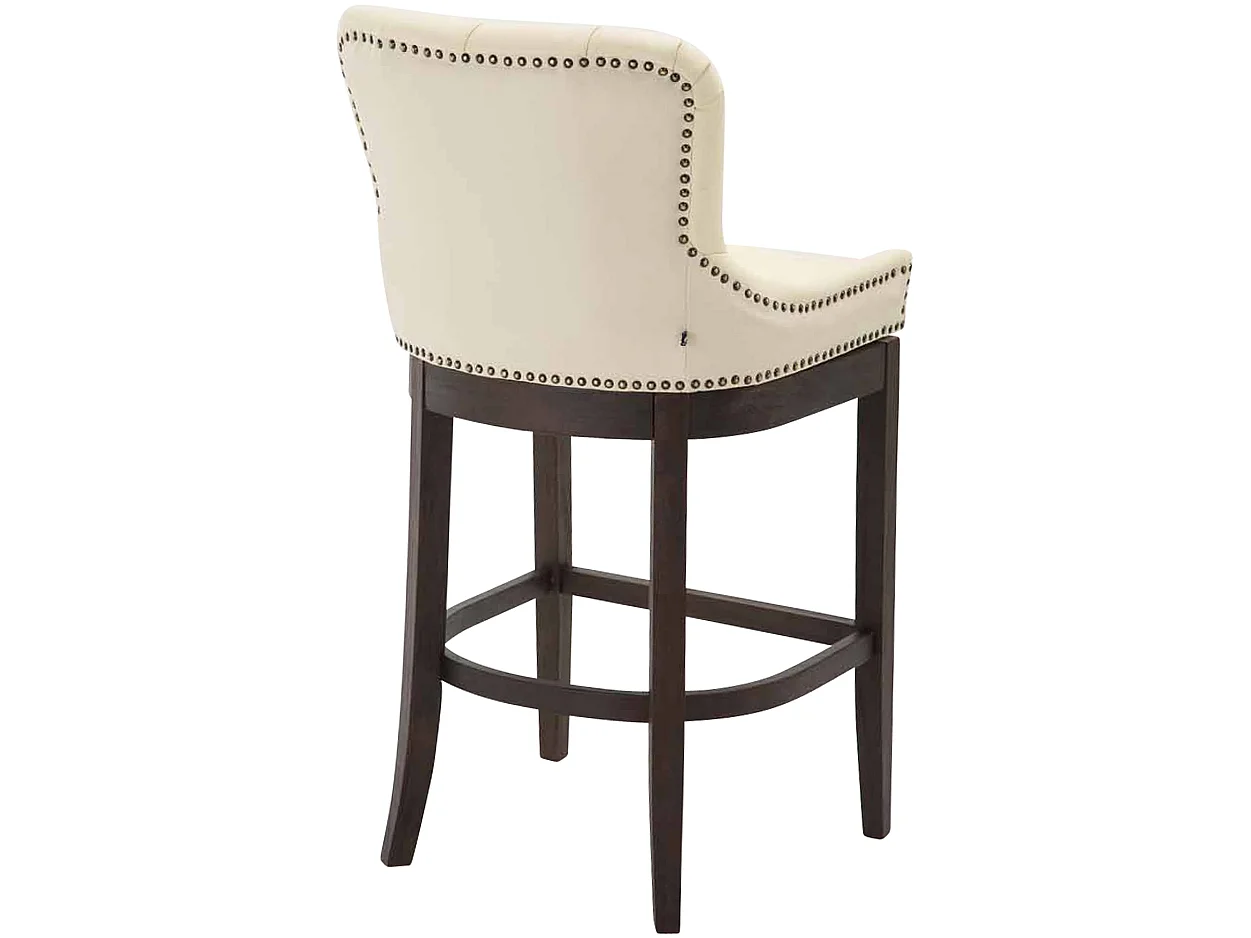 Tabouret de bar - Véritable cuir & Antique clair - Crème - Lakewood