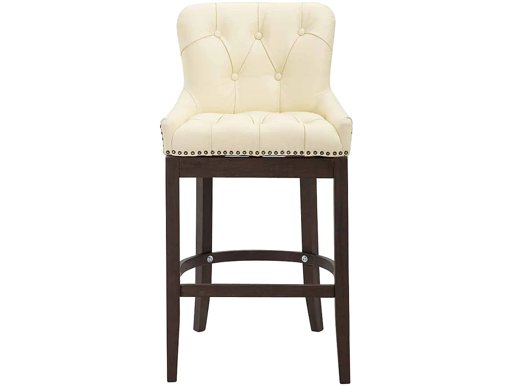Tabouret de bar - Véritable cuir & Antique clair - Crème - Lakewood