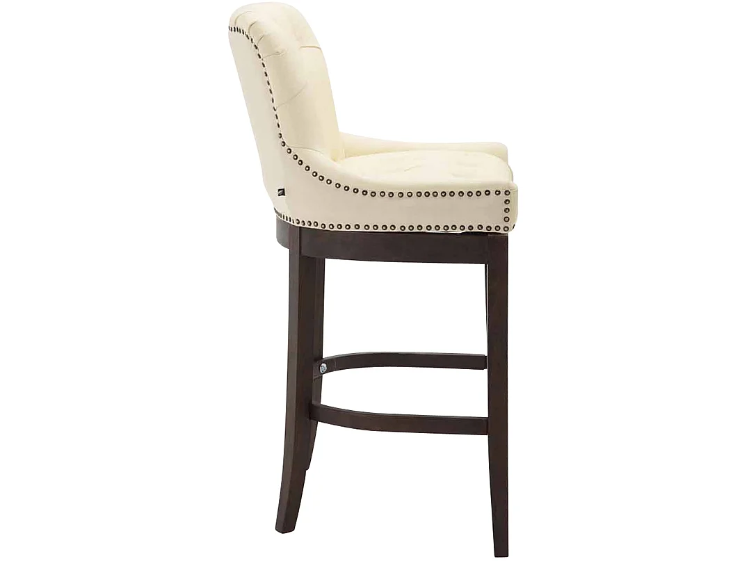 Tabouret de bar - Véritable cuir & Antique clair - Crème - Lakewood