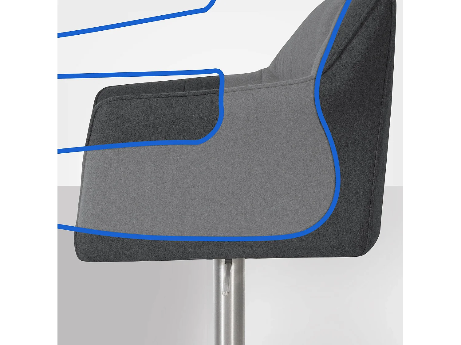 Tabouret de bar - Feutrine & Acier inoxydable - Anthracite - Damaso