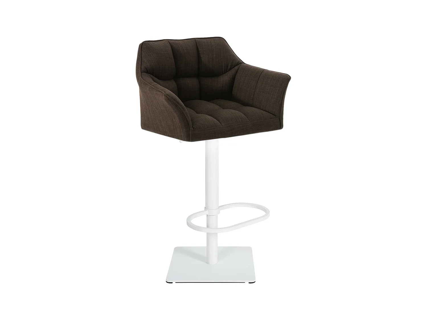 Tabouret de bar - Tissu & Blanc - Marron - Damaso