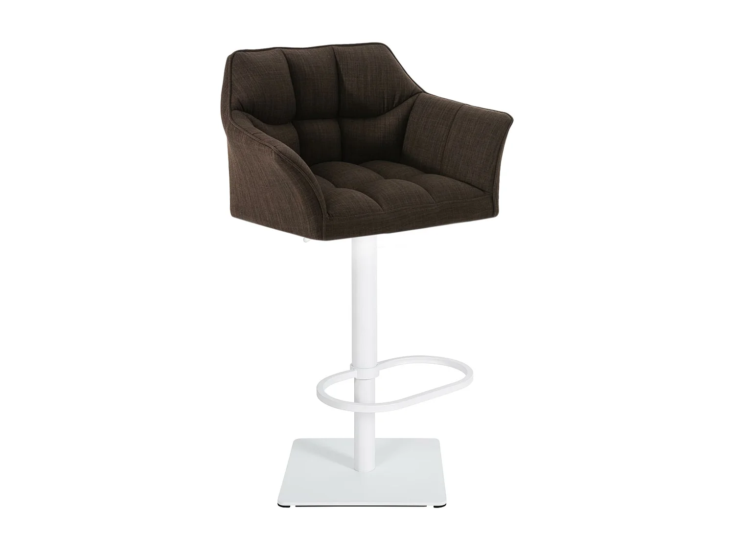 Tabouret de bar - Tissu & Blanc - Marron - Damaso