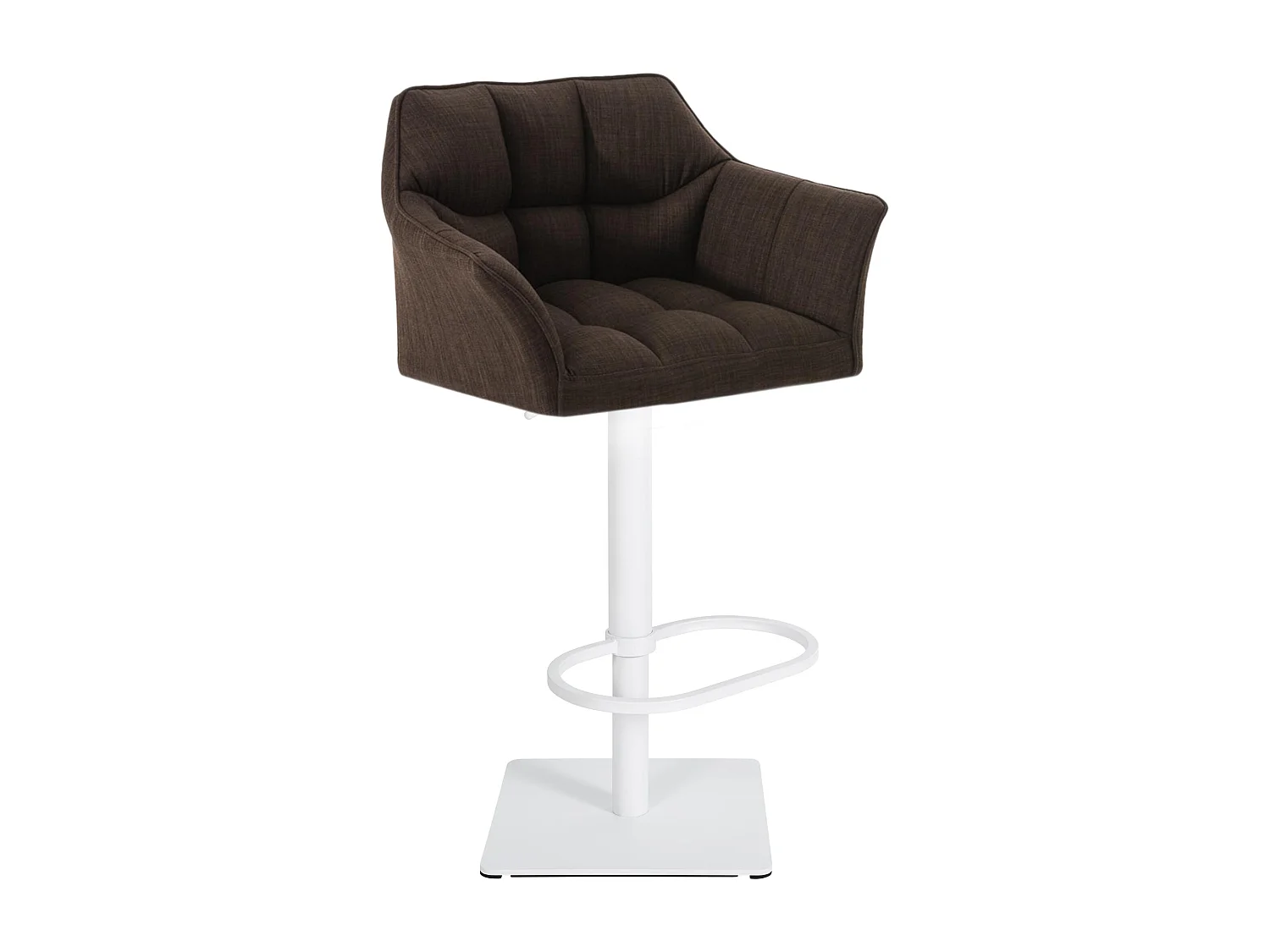 Tabouret de bar - Tissu & Blanc - Marron - Damaso