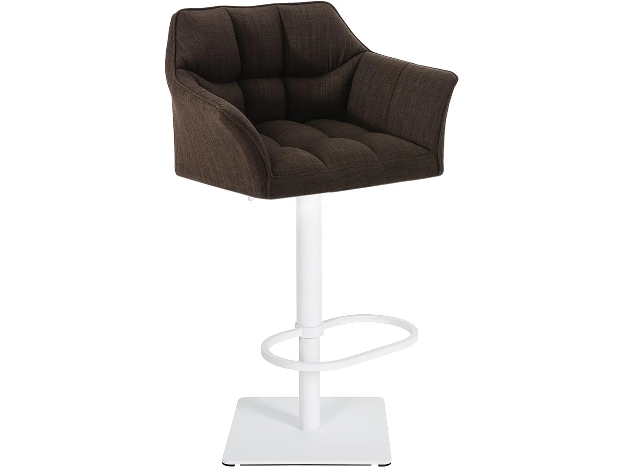 Tabouret de bar - Tissu & Blanc - Marron - Damaso