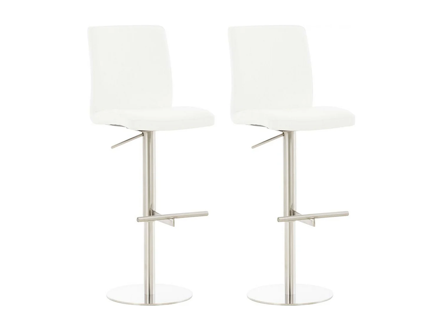 Lot de 2  Tabouret de bar - Similicuir & Acier inoxydable - Blanc - Cadiz