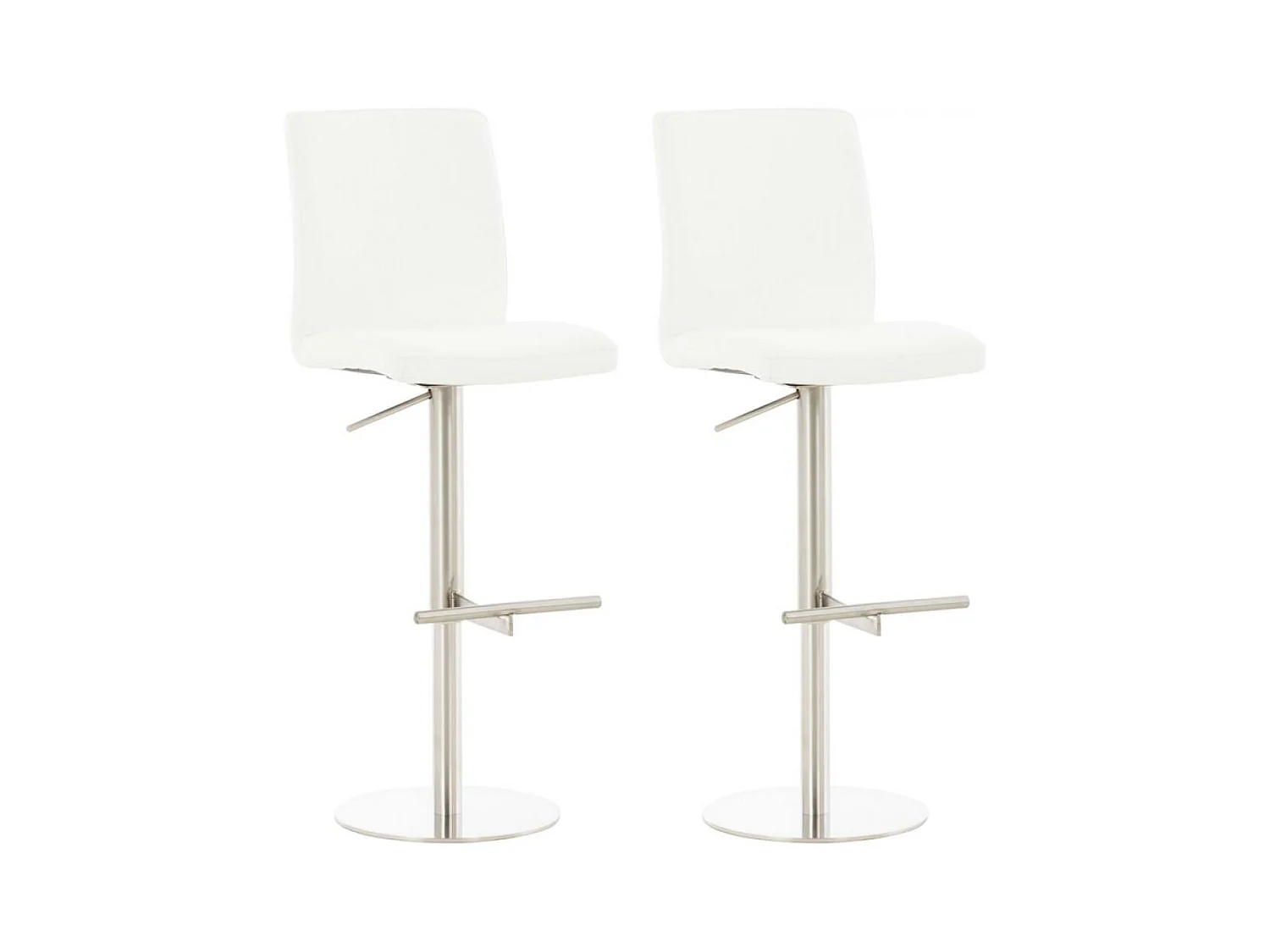 Lot de 2  Tabouret de bar - Similicuir & Acier inoxydable - Blanc - Cadiz