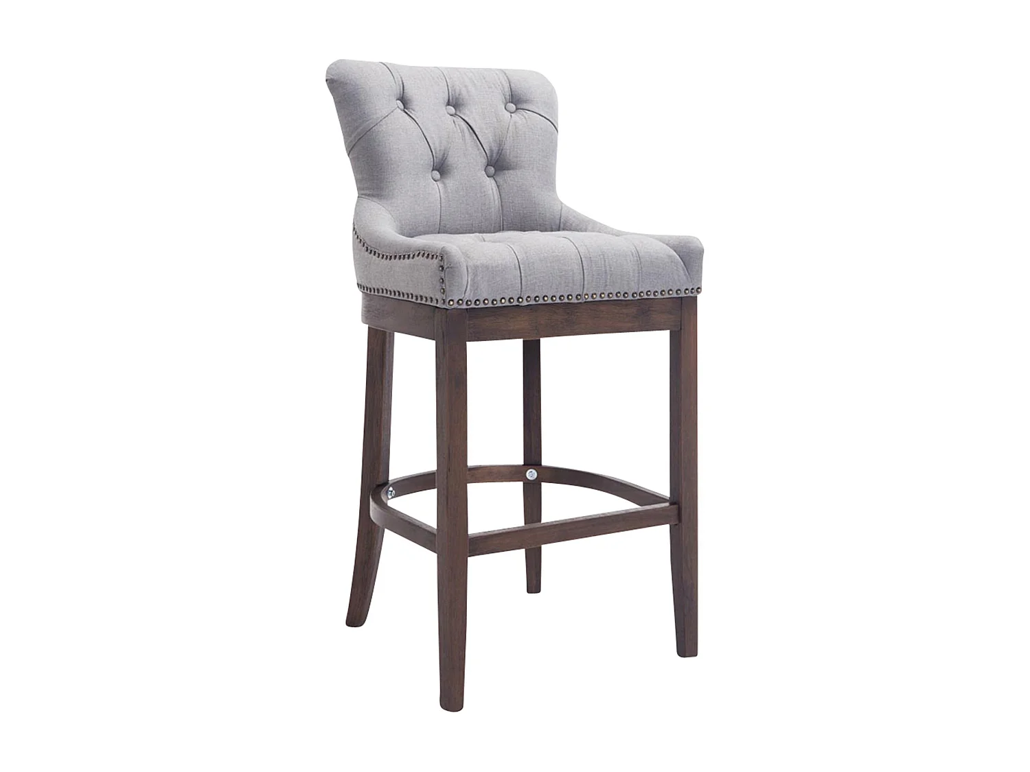 Tabouret de bar - Tissu & Bois - Gris clair - Lakewood