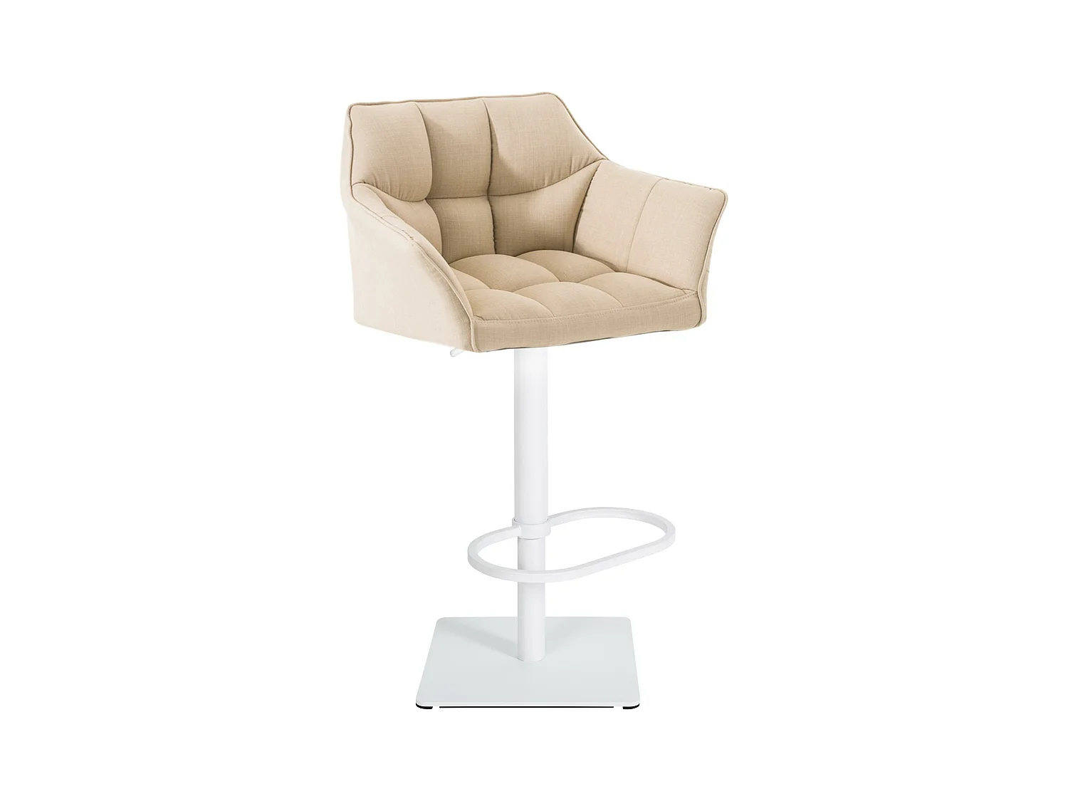 Tabouret de bar - Tissu & Blanc - Crème - Damaso