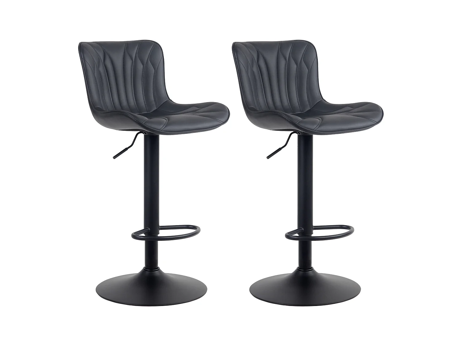 Lot de 2  Tabouret de bar - Similicuir - Noir - Linus