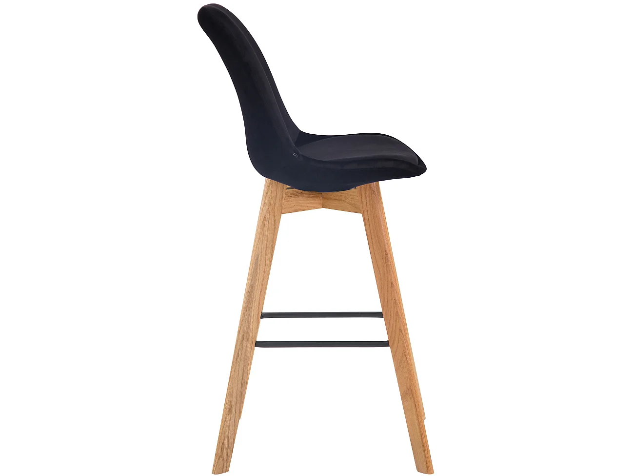 Lot de 2  Tabouret de bar - Velours & Bois - Noir - Metz