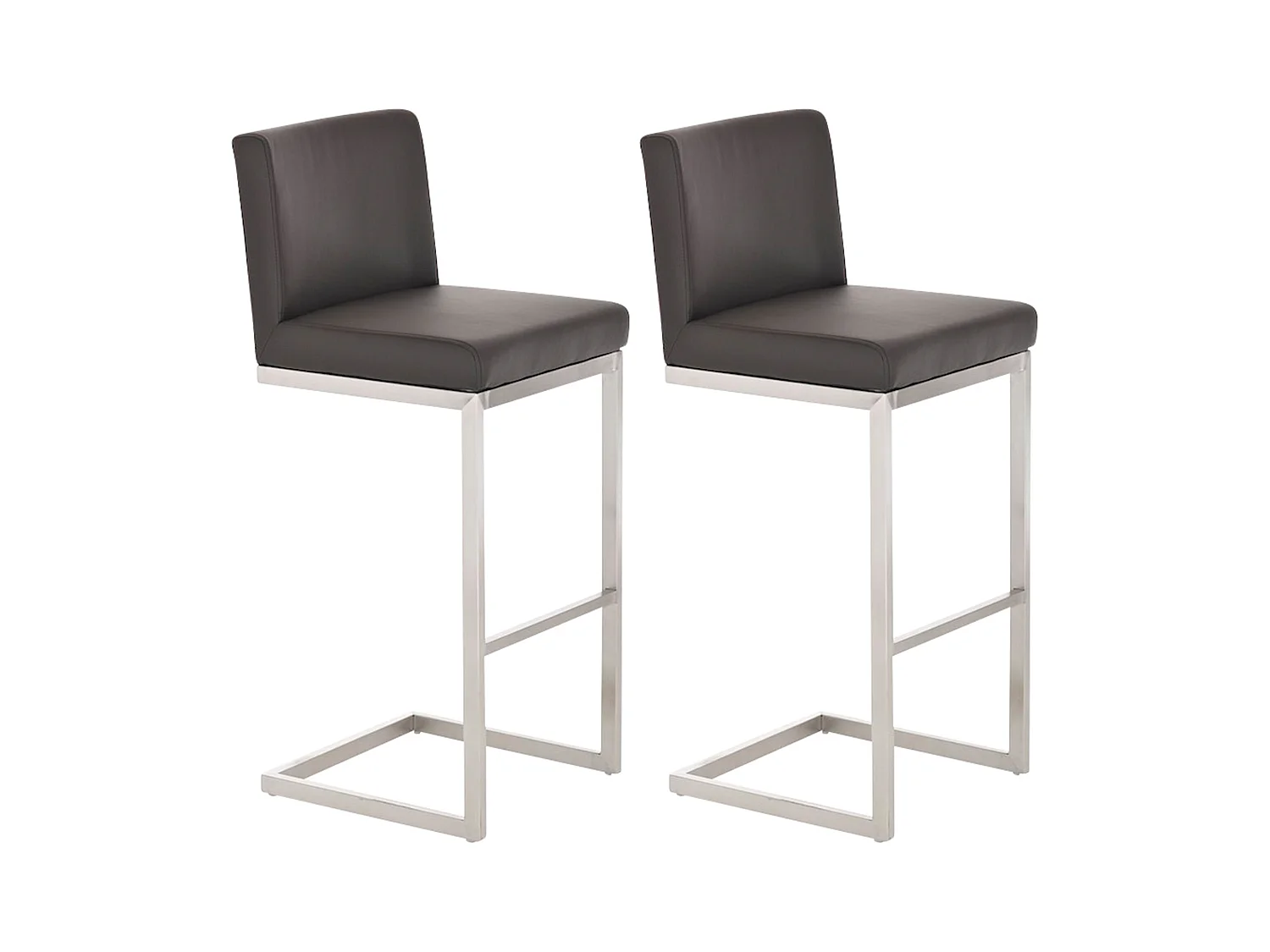 Lot de 2  Tabouret de bar - Similicuir - Marron - Paros
