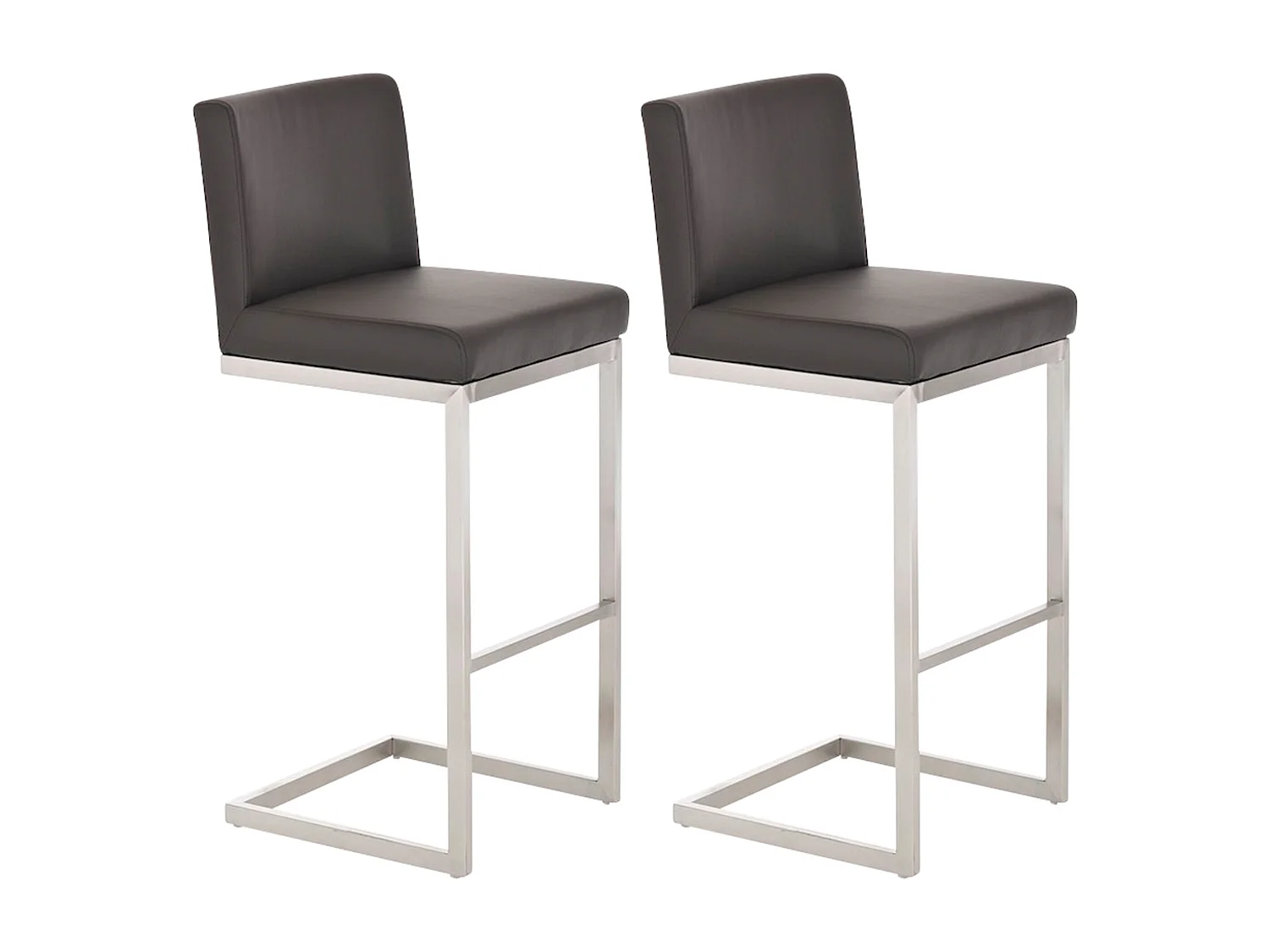 Lot de 2  Tabouret de bar - Similicuir - Marron - Paros