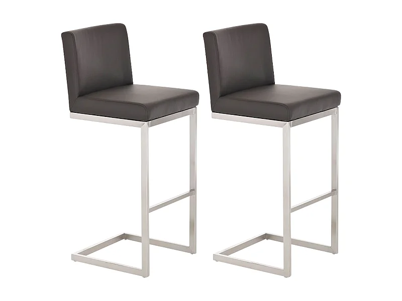 Lot de 2  Tabouret de bar - Similicuir - Marron - Paros