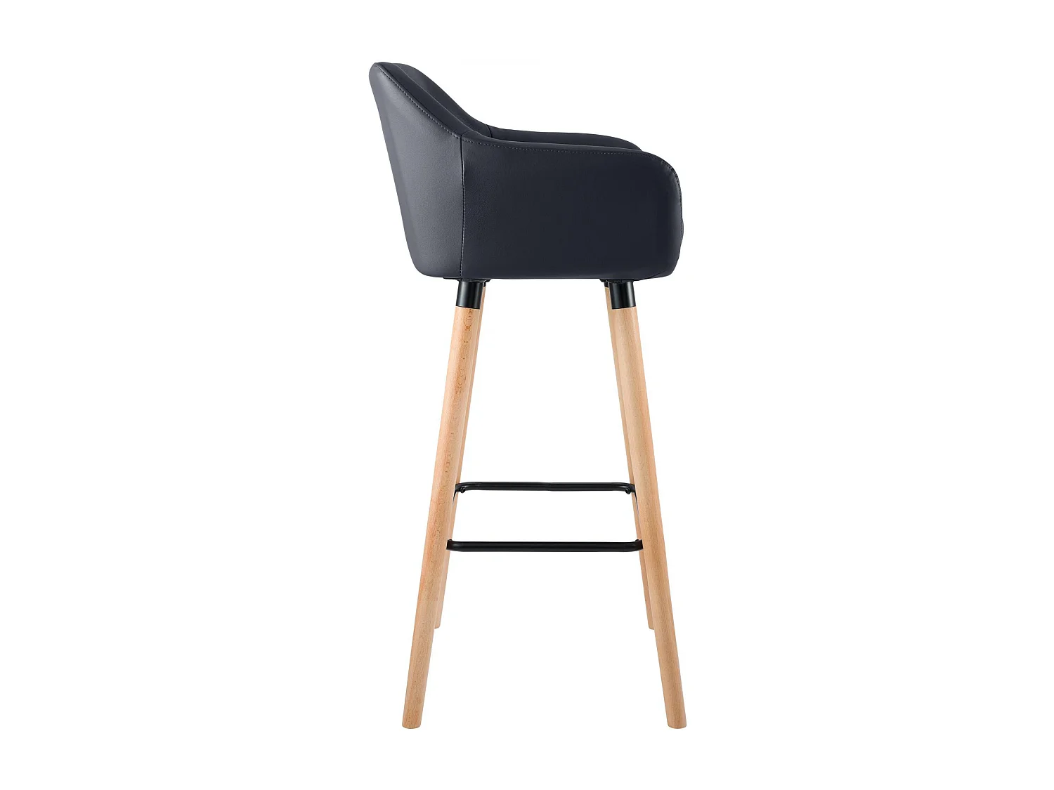 Lot de 2  Tabouret de bar - Similicuir - Noir - Grant